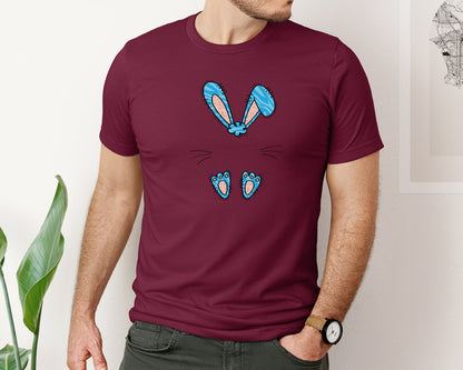 brand:Bella Canvas|color:Heather Maroon|Boys Easter Monogram Bunny Graphic T-Shirt