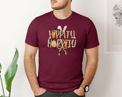 brand:Bella Canvas|color:Heather Maroon|Hippity Hoppity Easter 2 Graphic T-Shirt