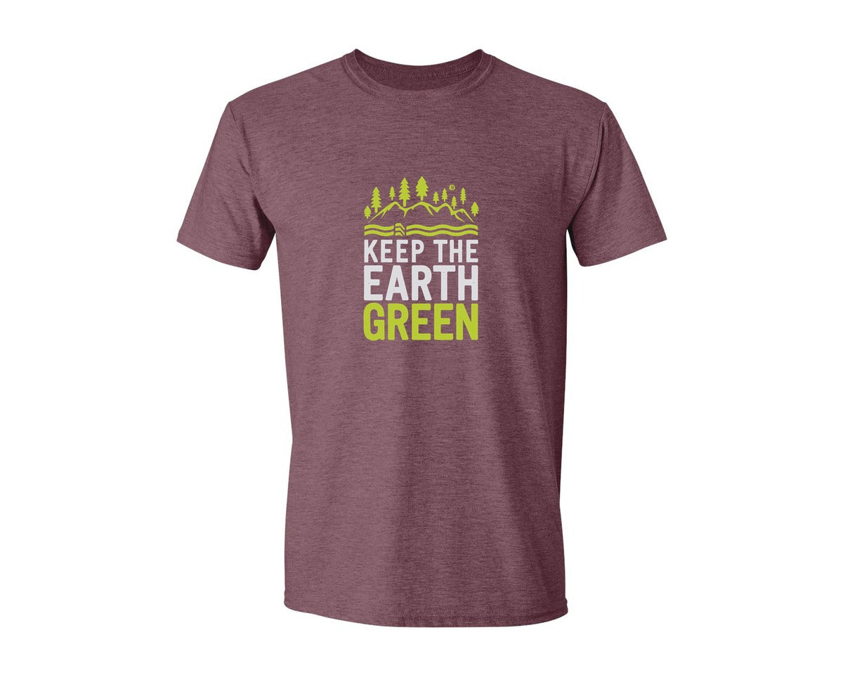 brand:Generic|color:Heather Maroon|Keep The Earth Green Environment Cute Graphic T-Shirt