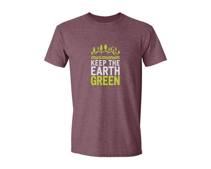 brand:Generic|color:Heather Maroon|Keep The Earth Green Environment Cute Graphic T-Shirt
