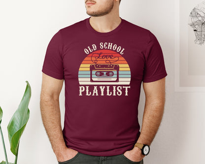 brand:Bella Canvas|color:Heather Maroon|Old School Playlist 70S 80S 90S T Shirts Graphic T-Shirt