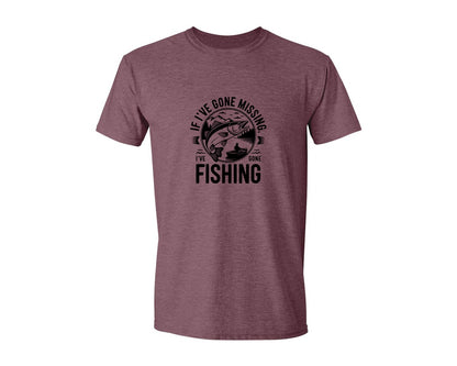 brand:Generic|color:Heather Maroon|If Ive Gone Missing Ive Gone Fishing T Graphic T-Shirt