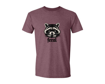 brand:Generic|color:Heather Maroon|Feral Raccoon Gothic Grunge Wild Graphic T-Shirt