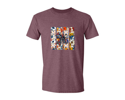 brand:Generic|color:Heather Maroon|Floral Mama Coquette Bow Mothers Day 3 Graphic T-Shirt