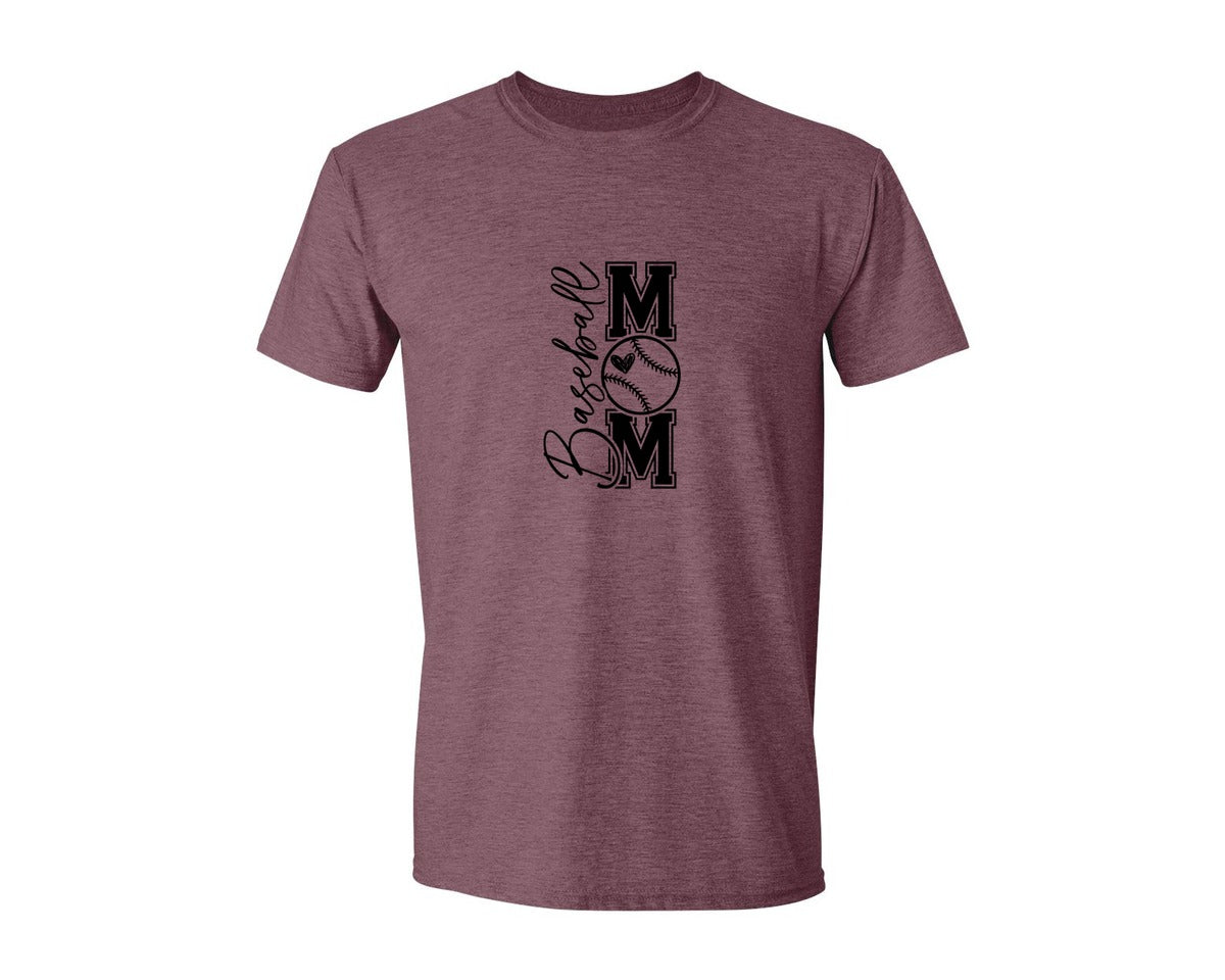 brand:Generic|color:Heather Maroon|Baseball Mom Baseball Mom 2 Graphic T-Shirt