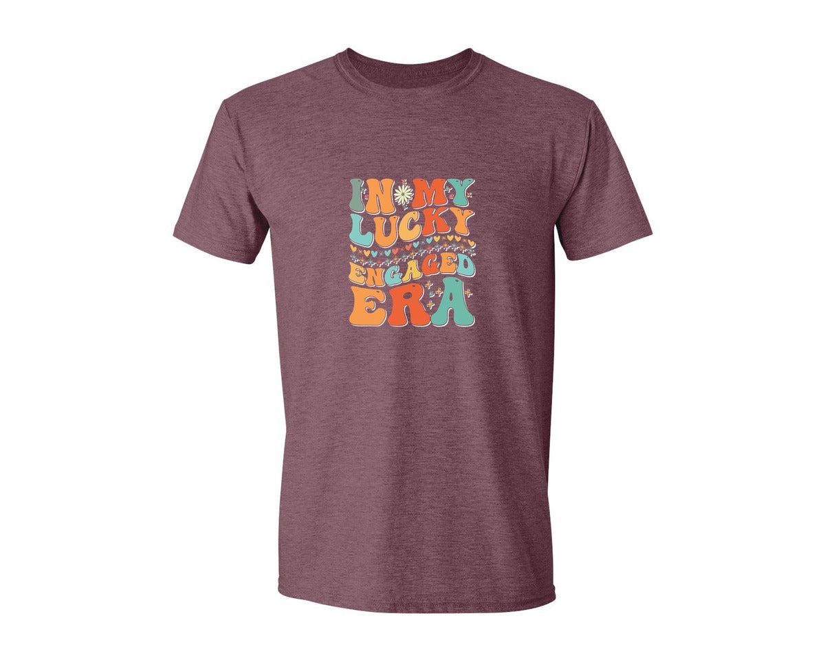 brand:Generic|color:Heather Maroon|In My Lucky Engaged Era 2 Graphic T-Shirt