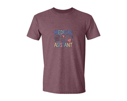 brand:Generic|color:Heather Maroon|Medical Assistant 7 Graphic T-Shirt