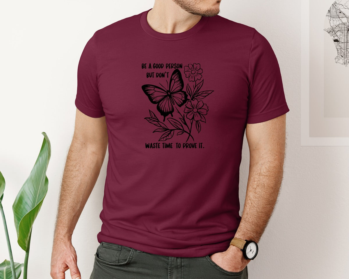brand:Bella Canvas|color:Heather Maroon|Be A Good Person Self Love Graphic T-Shirt