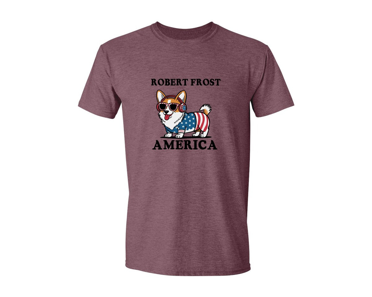 brand:Generic|color:Heather Maroon|Corgi Dog 4Th Of July Graphic T-Shirt
