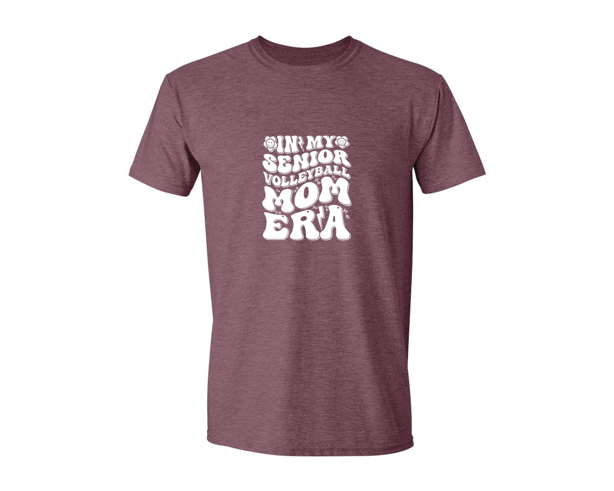 brand:Generic|color:Heather Maroon|In My Senior Volleyball Mom Era 2 Graphic T-Shirt