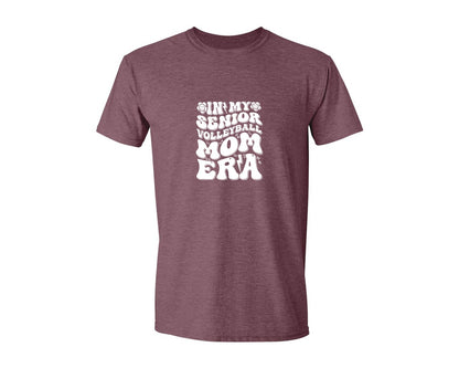 brand:Generic|color:Heather Maroon|In My Senior Volleyball Mom Era 2 Graphic T-Shirt