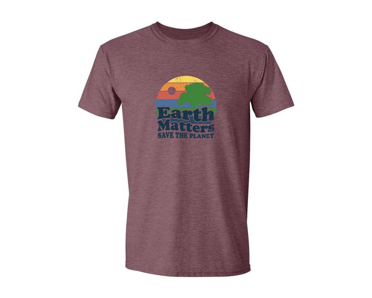 brand:Generic|color:Heather Maroon|Earth Matters Save The Planet T Shirt Graphic T-Shirt