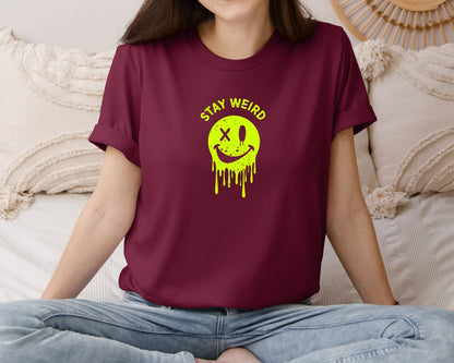 brand:Bella Canvas|color:Heather Maroon|Stay Weird Be Yourself Rebellious Spirit Graphic T-Shirt