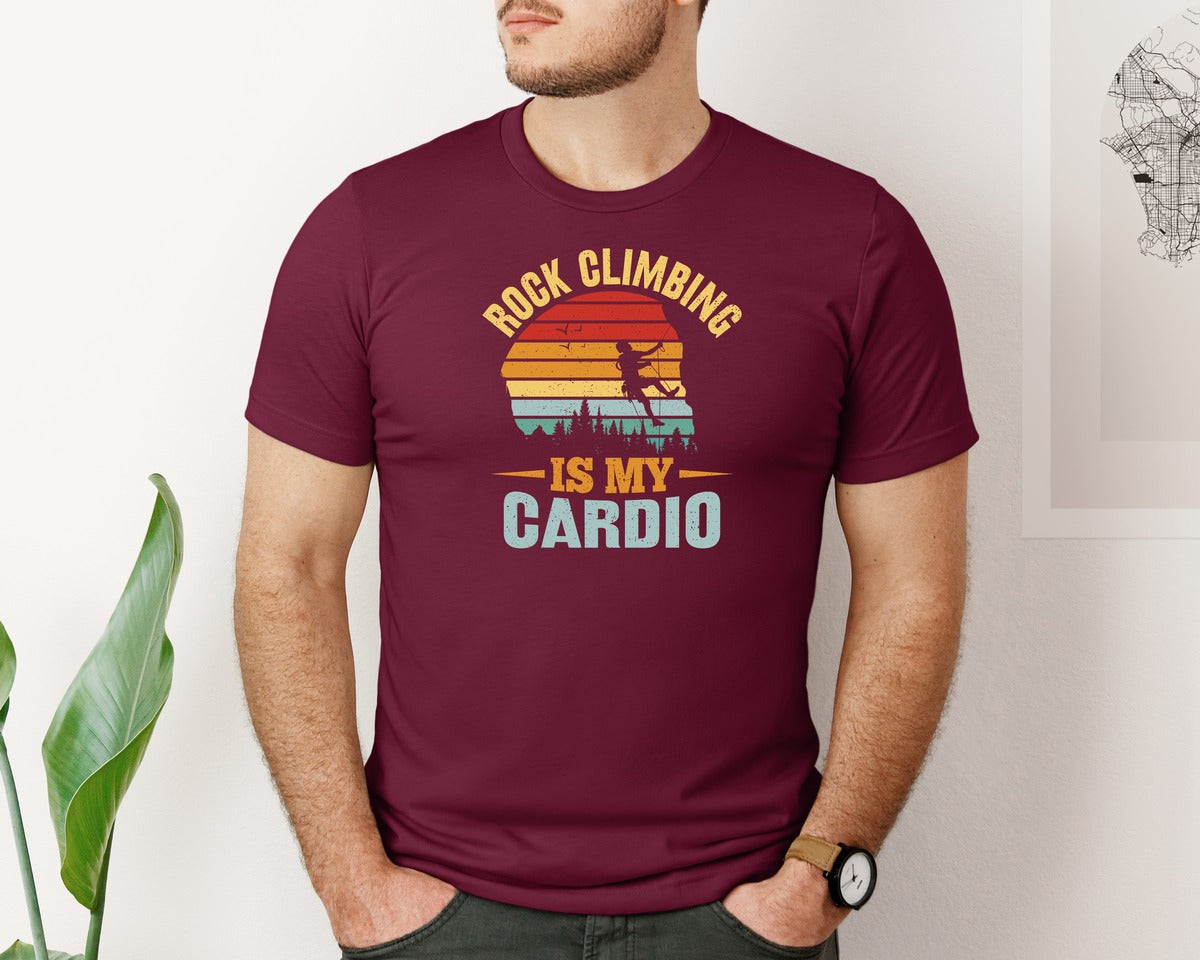 brand:Bella Canvas|color:Heather Maroon|Rock Climbing Graphic Graphic T-Shirt