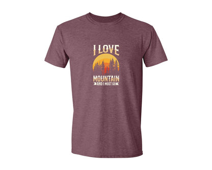 brand:Generic|color:Heather Maroon|Wild Life Experience Mountain Hiking Tee 3 Graphic T-Shirt