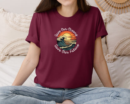 brand:Bella Canvas|color:Heather Maroon|Save Our Oceans Save Our Future Graphic T-Shirt