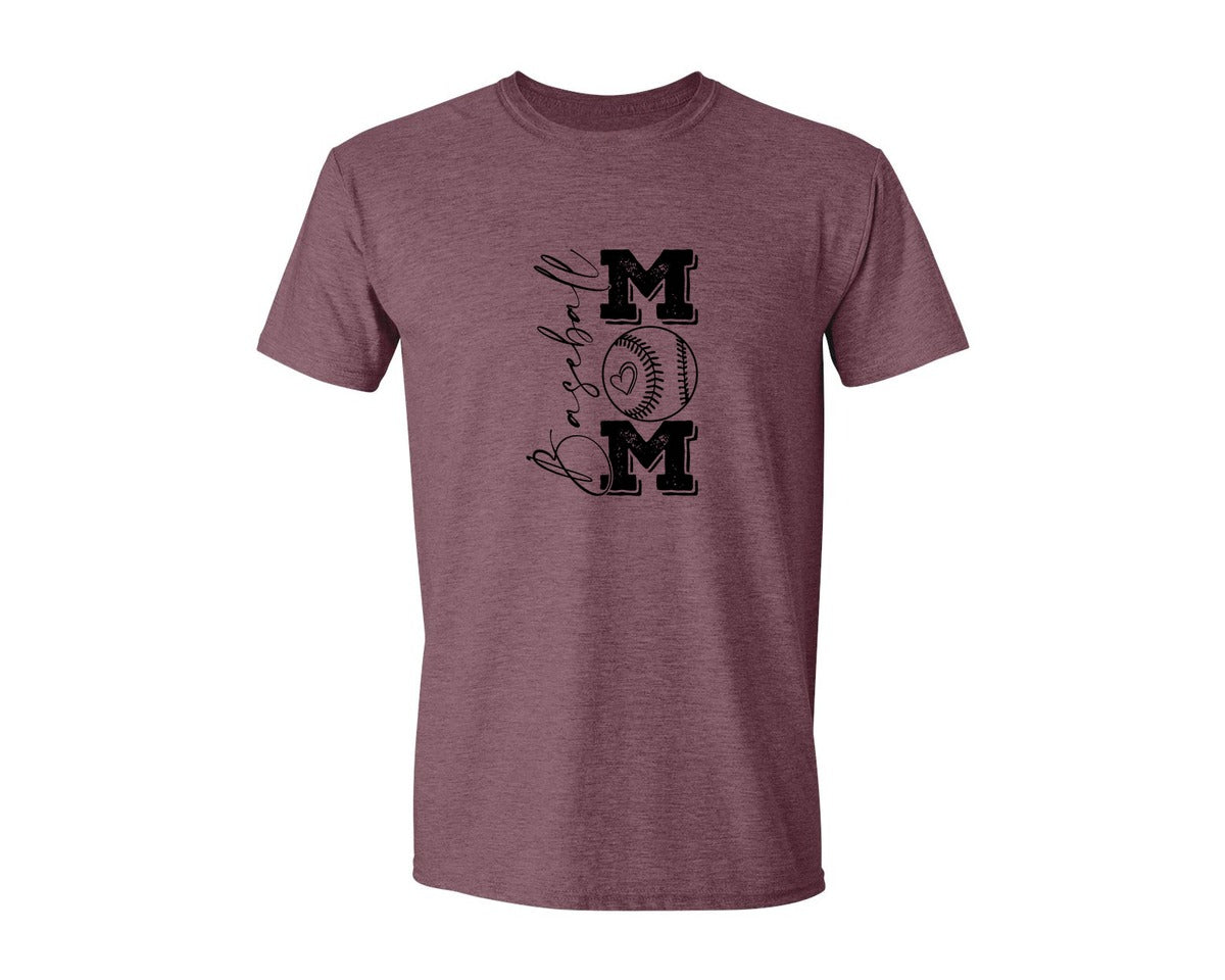 brand:Generic|color:Heather Maroon|Baseball Mama 16 Graphic T-Shirt