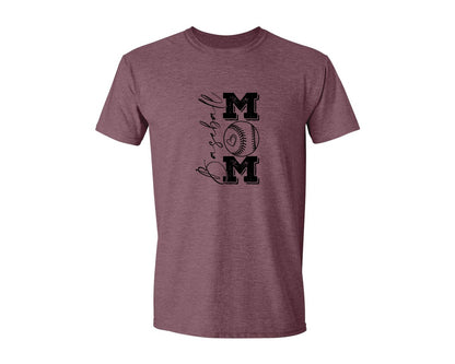 brand:Generic|color:Heather Maroon|Baseball Mama 16 Graphic T-Shirt