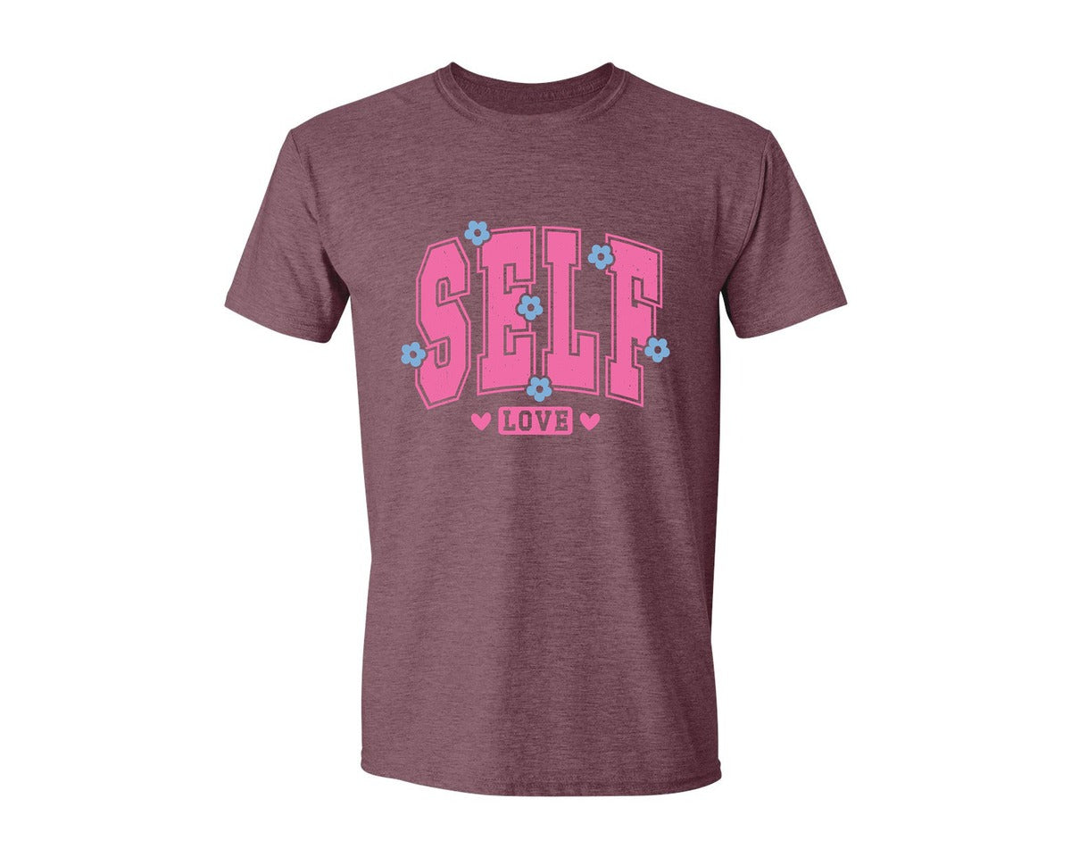brand:Generic|color:Heather Maroon|Self Love Pnginspirational Graphic T-Shirt