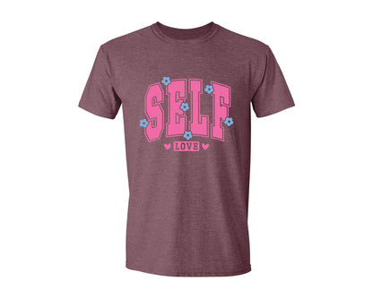 brand:Generic|color:Heather Maroon|Self Love Pnginspirational Graphic T-Shirt