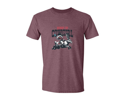 brand:Generic|color:Heather Maroon|Bunny Up Cowgirl Easter Egg Shirt Graphic T-Shirt