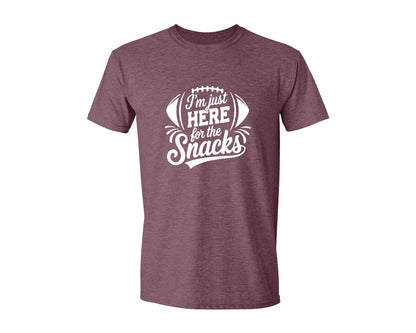 brand:Generic|color:Heather Maroon|Im Just Here For The Snacks Graphic T-Shirt