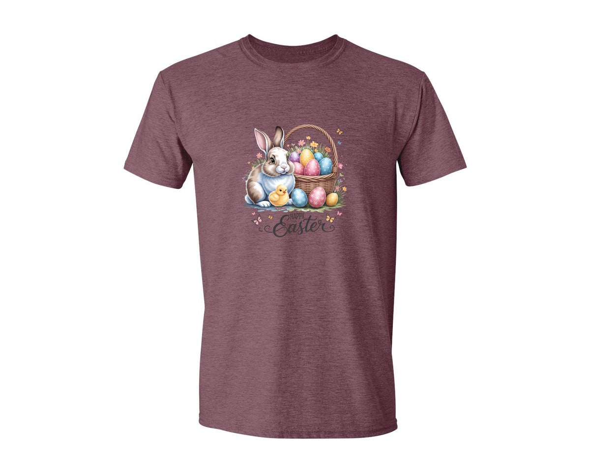 brand:Generic|color:Heather Maroon|Happy Easter Bunny Eggs 5 Graphic T-Shirt