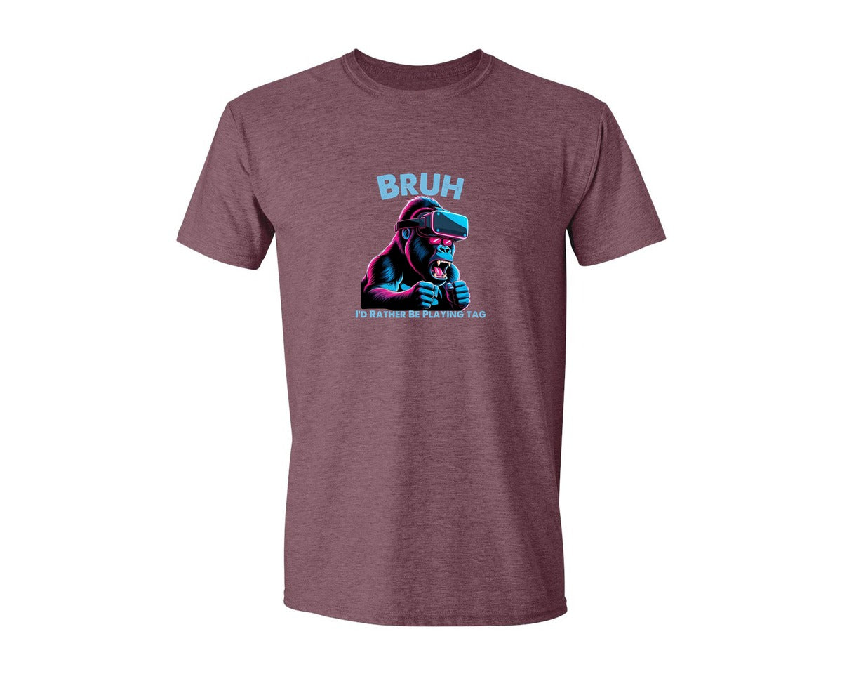 brand:Generic|color:Heather Maroon|Bruh Id Rather Be Playing Tag T Shirt Graphic T-Shirt