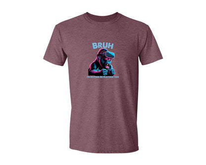 brand:Generic|color:Heather Maroon|Bruh Id Rather Be Playing Tag T Shirt Graphic T-Shirt