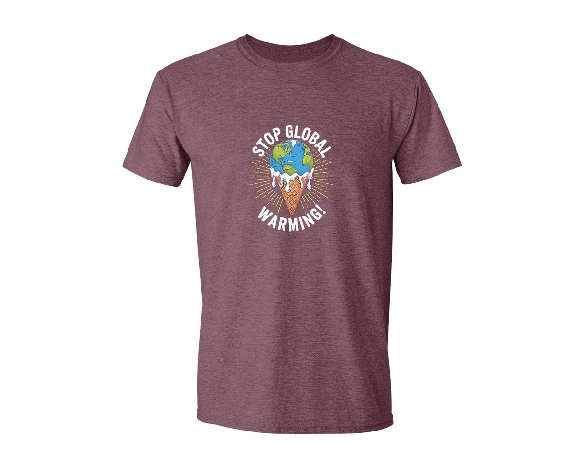 brand:Generic|color:Heather Maroon|Stop Global Warming Funny Cute Teacher 2 Graphic T-Shirt