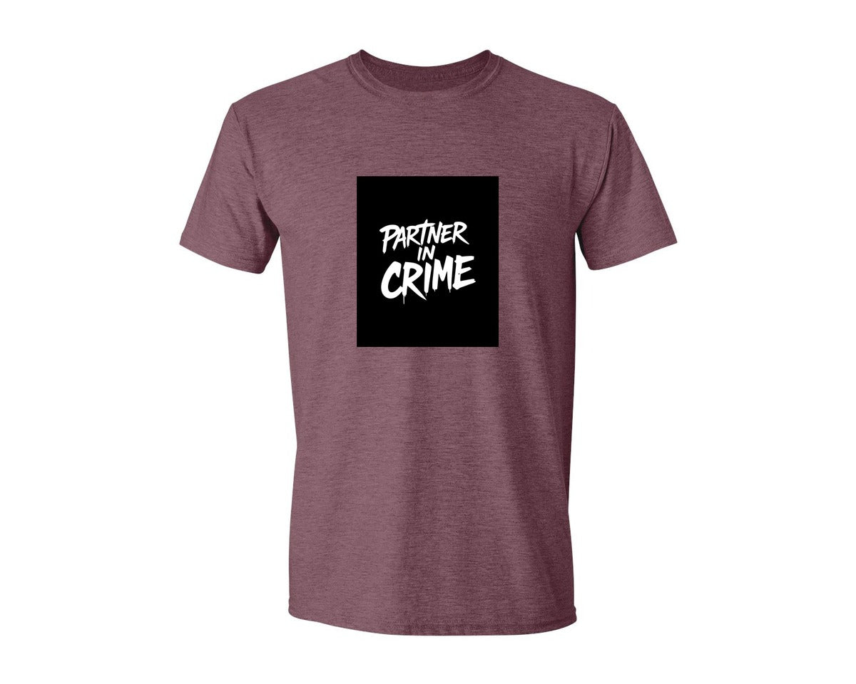 brand:Generic|color:Heather Maroon|Partner In Crime T Shirt Design Graphic T-Shirt