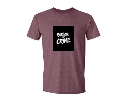 brand:Generic|color:Heather Maroon|Partner In Crime T Shirt Design Graphic T-Shirt