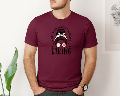 brand:Bella Canvas|color:Heather Maroon|Baking Girl Hair Bow Sunglasses Graphic T-Shirt