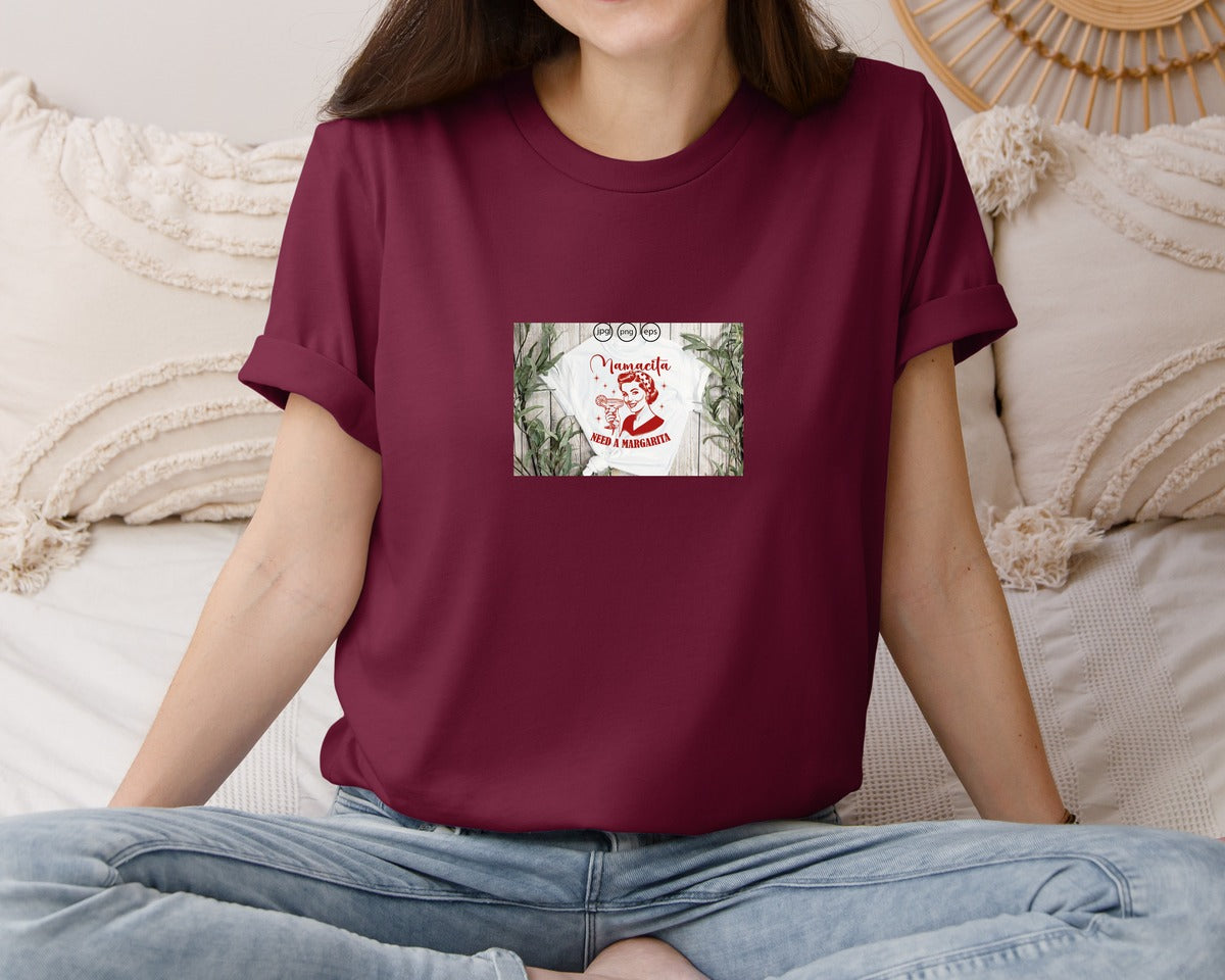 brand:Bella Canvas|color:Heather Maroon|Mamacita Needs A Margarita 26 Graphic T-Shirt