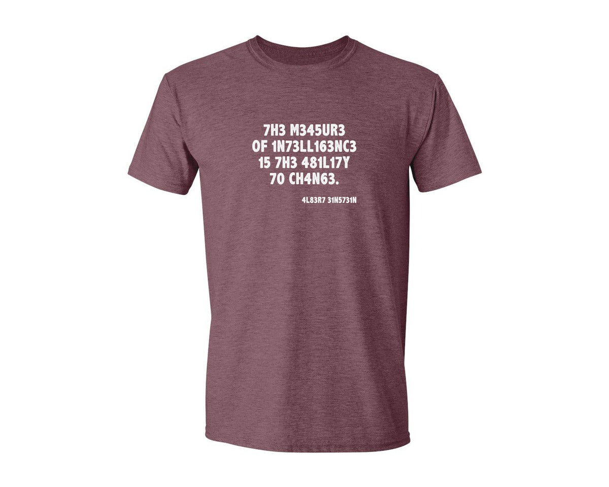 brand:Generic|color:Heather Maroon|Einstein The Measure Of Intelligence Graphic T-Shirt