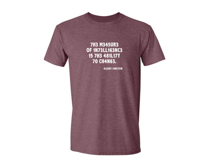 brand:Generic|color:Heather Maroon|Einstein The Measure Of Intelligence Graphic T-Shirt