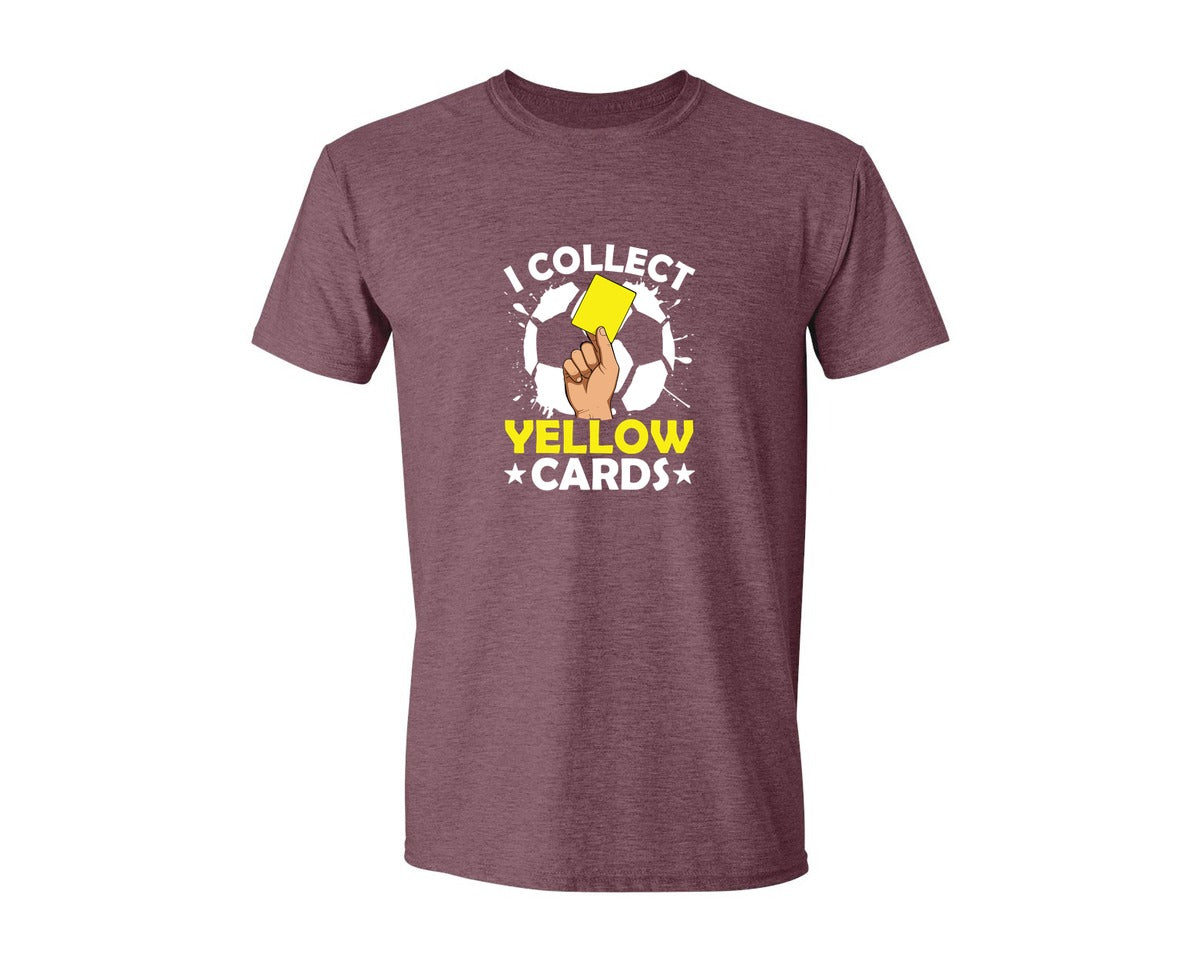 brand:Generic|color:Heather Maroon|I Collect Yellow Cards Soccer T Shirt Graphic T-Shirt