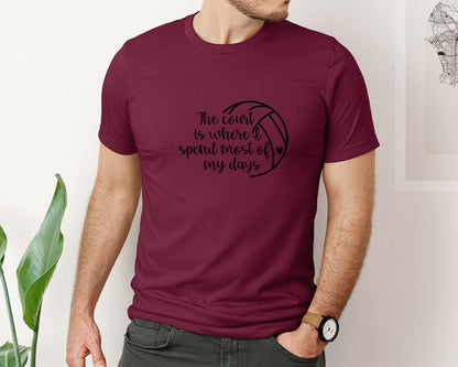 brand:Bella Canvas|color:Heather Maroon|Volleyball Mom 24 Graphic T-Shirt