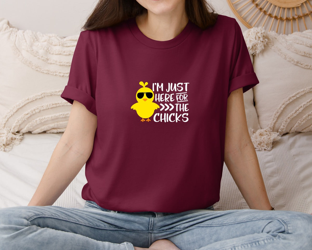 brand:Bella Canvas|color:Heather Maroon|I Am Just Here For The Chicks 4 Graphic T-Shirt