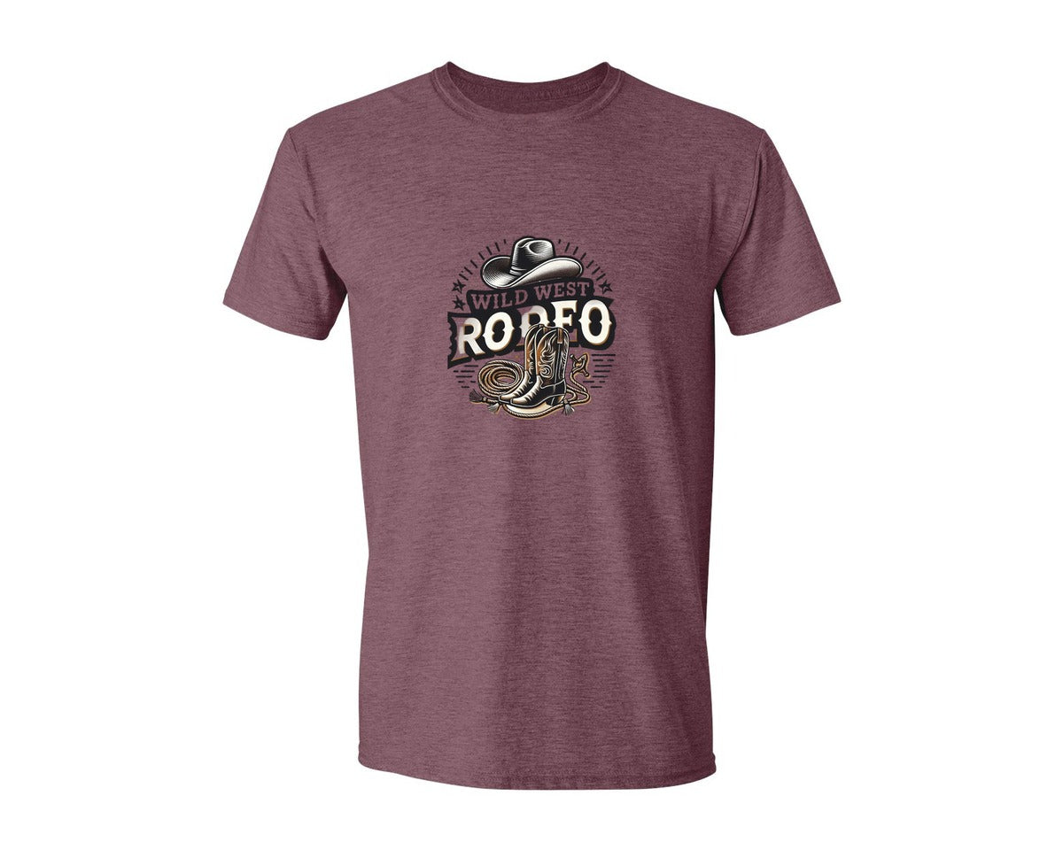 brand:Generic|color:Heather Maroon|Western Wild West Rodeo T Shirt Graphic T-Shirt
