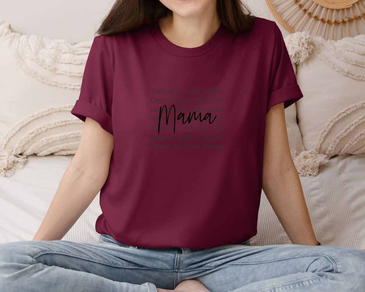 brand:Bella Canvas|color:Heather Maroon|Mama Words Mothers Day Graphic T-Shirt