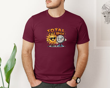 brand:Bella Canvas|color:Heather Maroon|Eclipse Cartoon T Shirt Design Graphic T-Shirt