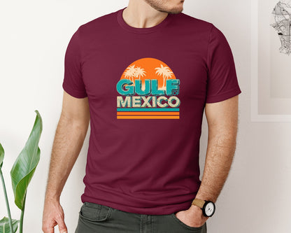brand:Bella Canvas|color:Heather Maroon|Retro Gulf Mexico T Shirt Design Graphic T-Shirt