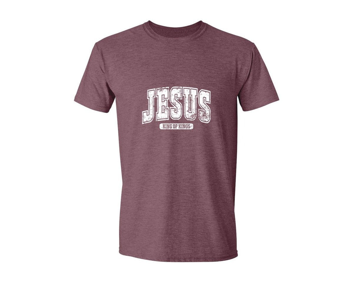 brand:Generic|color:Heather Maroon|Jesus King Of Kings Christian S Graphic T-Shirt