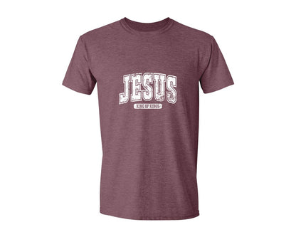 brand:Generic|color:Heather Maroon|Jesus King Of Kings Christian S Graphic T-Shirt