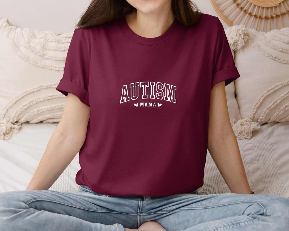 brand:Bella Canvas|color:Heather Maroon|Autism Awareness Autism Mama 2 Graphic T-Shirt