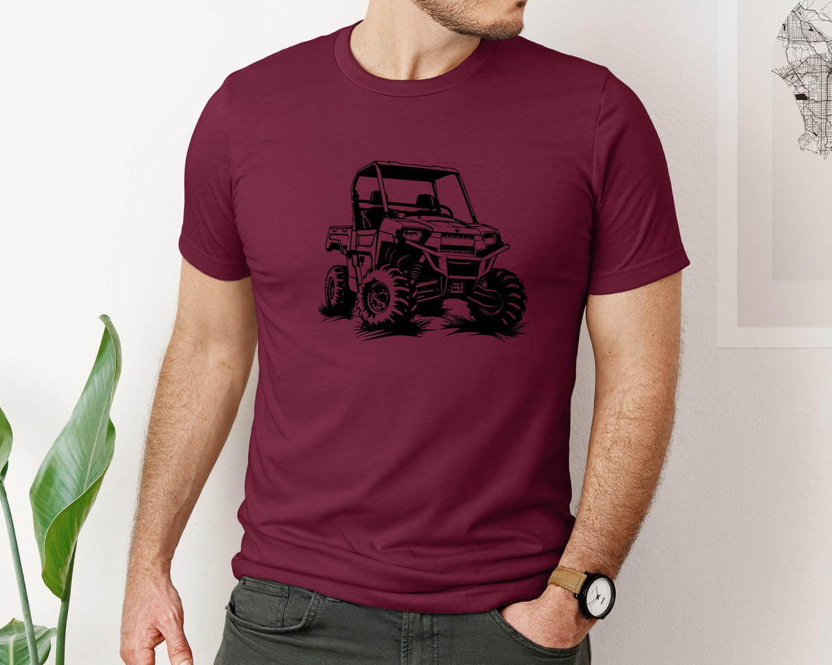 brand:Bella Canvas|color:Heather Maroon|Atv Atv Riding Graphic T-Shirt