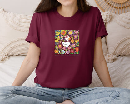 brand:Bella Canvas|color:Heather Maroon|Funny Mama Goose Boho Floral Graphic T-Shirt