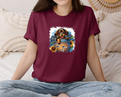 brand:Bella Canvas|color:Heather Maroon|Dog In Pocket Square Tshirt 29 Graphic T-Shirt