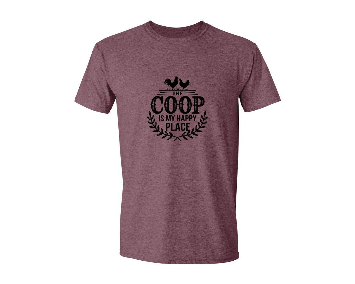 brand:Generic|color:Heather Maroon|The Coop Is My Happy Place T Shirt Desig Graphic T-Shirt